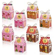 24 cajas de regalo navideñas, cajas de regalo con forma de casa 3D de muñeco de nieve con piruleta, cajas de regalo para fiestas navideñas, cajas de regalo para envolver, cajas de regalo de galletas, decoraciones navideñas, adecuadas para Navidad, fiestas navideñas