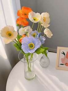 1/3/5PCS Artificial Poppy, 59cm Long, With 4 Flowers, Simple And Modern Style, Can Be Bent And Does Not Fade - Used For Diy Flower Wall, Scene Layout, Living Room And Bedroom Vase Flower Arrangement, Wedding, Party Decor,Desk Stuffing.Autumn And Spring Leaf Harvest ,,Room Decor,Home Decor,Kitchen Decor,Wedding Decor,Table Decoration,Centerpieces,Office Decor,Garden Decor,Outdoor Decor