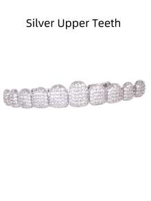 1/2 Hip Hop Shining 18K Gold Plated Cubic Zirconia Gold Teeth Grilz Grills Teeth Upper And Lower Teeth Decoration Punk Bracelets Halloween Cosplay Rap Gorgeous Jewelry