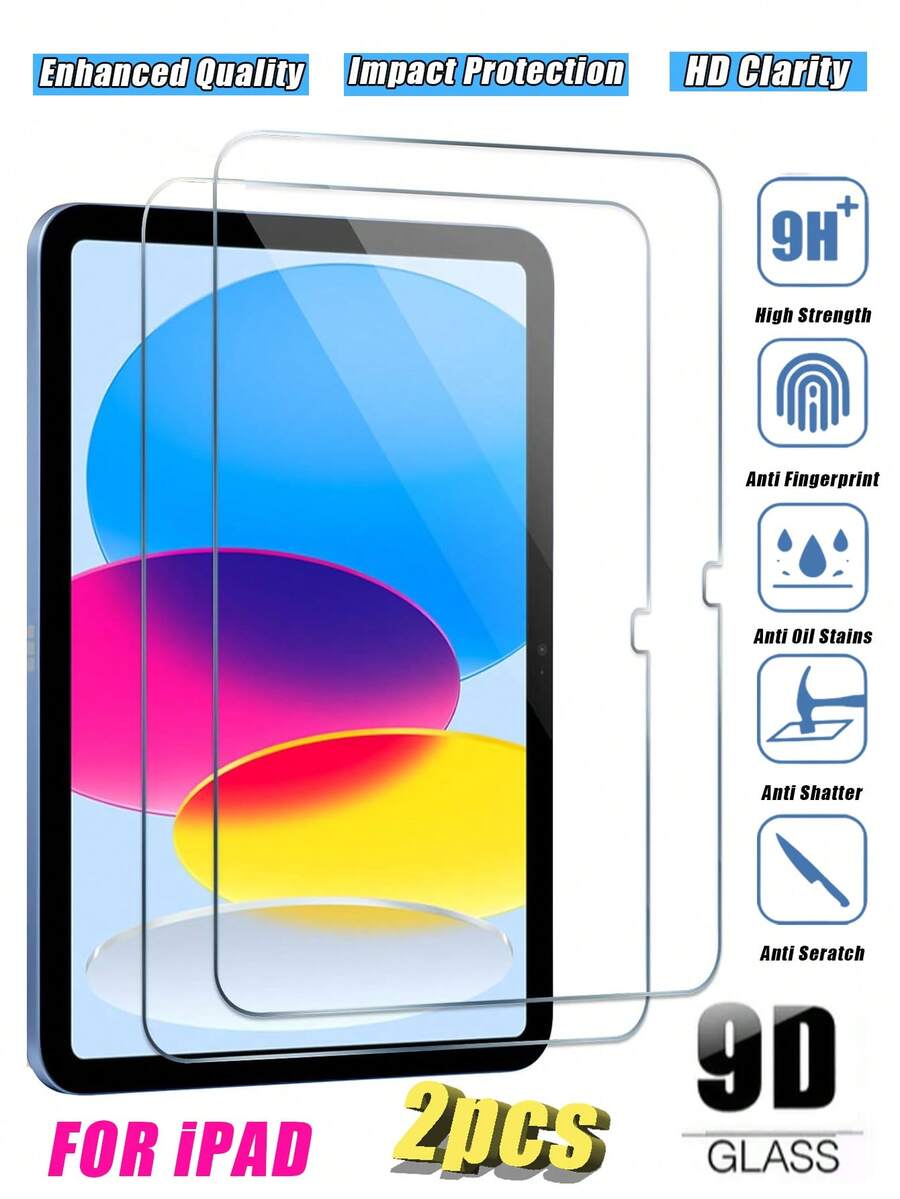 2pcs IPad Tempered Glass Screen Protector, High Definition Tablet Screen Protector Film, Compatible With IPad 9th Gen (10.2-Inch)/IPad 10th Gen (10.9-Inch) 2022/IPad Air (11-Inch) 2024/IPad Air (13-Inch) 2024/IPad Pro (11-Inch) 2024/IPad Pro (13-Inch) 2024/IPad Mini 2024/IPad Air 13 2025(M3)/IPad 2025(IPad A16)/IPad Air 11 2025(M3)/Galaxy Tab A10+, Galaxy Tab S10 Lite, Galaxy Tab S11, Galaxy Tab S11 Ultra, Smooth And Scratch-Resistant - Clear - View 1