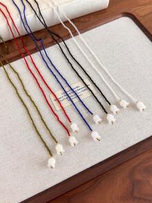 1pc Versatile Lily Of The Valley, Olive Green Crystal Wrap Around Double Layer Necklace - Necklace - View 3