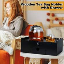 Gift,Tea Bag Organizer Wood Tea Organizer Storage Box 8 Compartments Container Holder With Lid To Storage And Keep Black - Đen + 13 x 8,07 x 4,92 inch - Xem 6