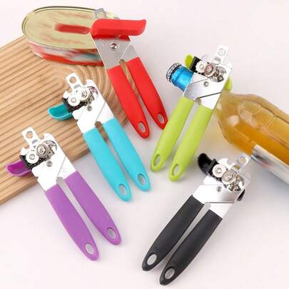 1pc Stainless Steel Can Opener, Manual Tin / Bottle Opener, Milk Powder Can & Foil Lid Opener, Sharp Blade For Easy, Neat Cutting