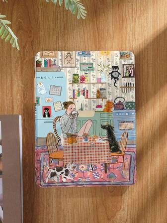 A Cute Animal In The Corner Of The House Pattern Tablet Protective Case,Compatible With IPad 9.7/10.2/10.5/10.9/12.9/Pro 11, 10th Gen,Compatible With Samsung Galaxy Tab S6 Lite 10.4 Inch,Compatible With Kindle Paperwhite 12th Gen 2024,Kindle (11th Generation) 2022 Release,Soft Anti-Fall Protection,Smart Stand/Automatic Wake Up/Sleep