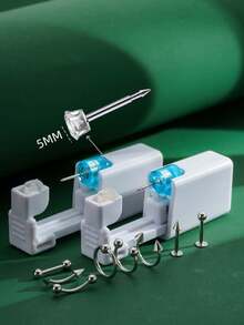 10pcs/Set Reusable Sterile Piercing Earring Tool, 8pcs Stainless Steel Fashion Earring Studs 1.2MM Hole Diameter, Suitable For Student, Family, Daily Beauty Piercing Tool - Silver - View 12