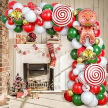 Kit de Globos Navideños,Kit de Arco de Guirnalda de Globos de Navidad,Globos de Decoración de Fiesta Temática de Navidad(default) - Tipo 1 - Ver 3