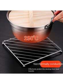 1 pieza Salvamanteles cuadrado, Tapete de mesa de cocina resistente al calor, Posavasos, Mantel individual, Regalo de Navidad, Rejilla multifuncional cuadrada de acero inoxidable resistente al calor para ollas y sartenes, Soporte para ollas y rejilla para vaporera, Grueso tapete antescaldaduras para tazones y platos para el hogar, Tapete de mesa, Tapete de almacenamiento - Adecuado para diversas ollas y platos - Ver 4