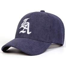AR 1 件男士洛杉矶哥特字母刺绣棒球帽，灯芯绒运动帽，可调节户外防晒休闲帽，适合秋冬旅行、海滩派对 - 彩色 - 查看 15