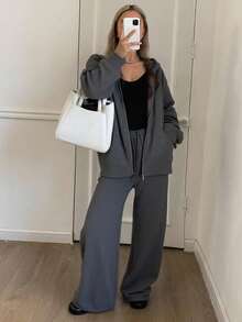 Livesso 2pcs/Set Women's Sequined Sweatshirt Set, Autumn/Winter Tracksuits Women Set Lounge Sets For Women - Grey - View 6