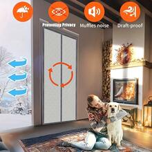 1pc Magnetic Thermal Insulation Door Curtain, Thickened Polyester Fiber Filling And Polyester Fabric, Fits Door 90cm X 200cm, Temporary Magnetic Thermal Insulation Cover For Winter, Helps Retain Warm/Cool Air - Multicolor - View 4