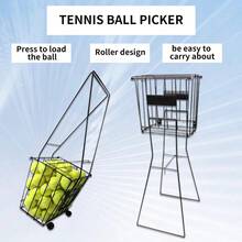 Iron Tennis Ball Pickup Basket - Foldable, Multi-Purpose, Holds 60 Balls, For Home Use, Adult Neutral Age Group - Black (1 Pack)