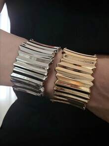 1 buc. Brățară asimetrică exagerată din aliaj, potrivită pentru purtare zilnică, întâlniri, petreceri, cadouri de ziua de naștere pentru femei, cadouri pentru festivaluri de muzică, bijuterii asortate pentru naveta zilnică