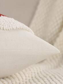 1pc Christmas Decorative Pillow Cover, Christmas Gloves, Plush Embroidered Canvas, Farmhouse Decor For Living Room Bedroom Sofa, Holiday Gift