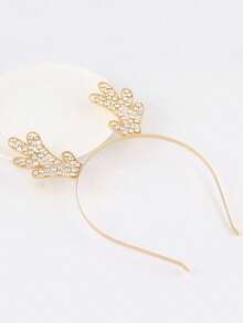 1pc Children's European And American Fashion Deer Horn Hair Hoop Alloy Headpiece Party Decoration Christmas Day Water Diamond Hair Decoration Deer Horn Headband, Suitable For Children's Christmas Matching Use