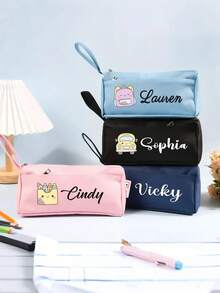 Customized Cute Pencil Case, Storage Bag, Personalized Storage Bag, Cosmetic Bag, Multi-Functional Travel Pouch, Space-Saving, Fashionable And Tidy, Compact And Portable, Casual And Versatile, Holiday Gift, Excellent Choice, Christmas Gift, Suitable For Travel, Home, Stationery, And Cosmetics Storage - Multicolor (Style 3) - View 3