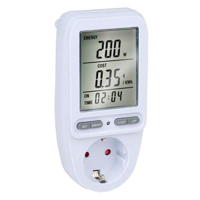 Grundig Contador de electricidad para enchufe – Medidor de corriente para ahorro de costes – Medidor de costes de energía máx. 3680 W – Medidor de consumo de energía con pantalla LCD