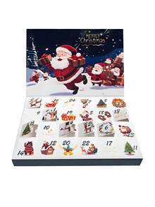 1 pieza Calendario de Adviento de Navidad Azul - Material de papel, bandeja vacía de 24 cavidades, diseño de frotado de alegría diaria y desgarrado a mano | Para hacer su propio conteo regresivo navideño, sorpresa de Navidad y decoración festiva interactiva
