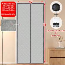 1pc Magnetic Thermal Insulation Door Curtain, Thickened Polyester Fiber Filling And Polyester Fabric, Fits Door 90cm X 200cm, Temporary Magnetic Thermal Insulation Cover For Winter, Helps Retain Warm/Cool Air - Multicolor - View 7
