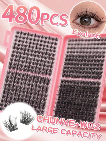 480 Stücke Cluster Künstliche Wimpern Set, Reine wilde kleine Teufel gemischte synthetische kurze Pelz-Nerz-Wimpern, 0,07 mm Krümmung, 8-16 mm Länge, inklusive natürliche Wimpern, 3D für Anfänger, wiederverwendbare Lash Cluster für den Heimgebrauch, Wimperncluster, Einzelwimpern, Wimpern, Künstliche Wimpern