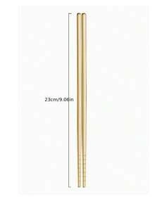 3/5双不锈钢筷子 23厘米金色餐具镂空防滑筷子 家用 - 彩色 - 查看 2