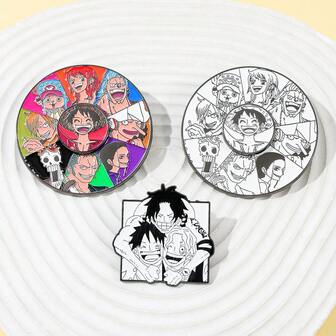 1pc经典童年回忆热血卡通动漫海贼王周边时尚个性卡通人物草帽少年蒙奇·D·路飞、罗罗诺亚·索隆胸针包包装饰适合日常佩戴或作为礼物