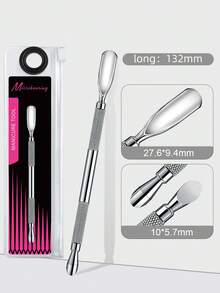 Empujador de cutículas oblicuo de doble cabeza de acero inoxidable de alta calidad, mango mate antideslizante, herramienta de manicura para limpieza de uñas y cuidado de cutículas