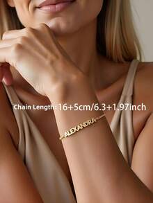 1 PIEZA Brazalete de acero inoxidable personalizable con nombre, joyería de acero inoxidable, collar con nombre, artículos personalizables, regalos para novias, brazaletes de mujer, regalos personalizados, brazaletes personalizados, brazaletes de pareja, joyería para mujer, adecuado para decoración de eventos diarios y de fiesta, regalos de Navidad, regalos de Halloween, regalos de cumpleaños, regalos de aniversario, regalos del Día de San Valentín, regalos favoritos para familiares y amigos - Multicolor - Ver 7
