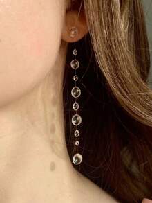 1 Pair Fashionable & Delicate Transparent Water Drop Dangle Earrings, Suitable For Women In Any Occasion - Clear - View 2