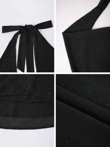 Look Polly Women Casual, Elegant, Sexy, Solid Color, Shiny, High-End, Hanging Neck Off The Shoulder Fall Dresses For Women , Christmas Dresses, Holiday Birthdays, Dinners, Evening Dresses, Date Night Outfits, Wedding Guest Dresses, Church Dresses For Dress Black Dress New Year Look Beach Skirt Luxury Evening Dresses For Weddings