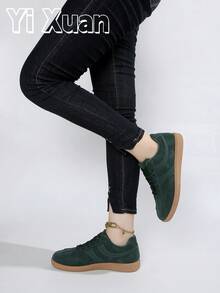 透气休闲运动鞋，女式2025春季新款百搭休闲运动滑板鞋， - 軍綠色 - 查看 1