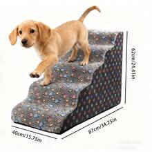 1pc Cartoon Pet Stairs, 2/3/4/5 Steps High Elastic Foam Climbing Ladder Suitable For Elderly, Disabled Pets To Access Sofa, Bed, Non-Slip & Removable