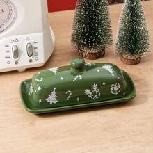 1pc Christmas Butter Dish With Lid For Countertop, Rectangular Covered Butter Keeper With Christmas Tree And Gingerbread Man Design, Butter Holder Container For Xmas Party Decor & Supply, Perfect Christmas Gift - Multicolor - View 4