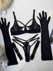 Sexy Underwear, Bondage, Breast Leakage, Adult Belt Set, Sexy Women's Underwear Set - Black - View 3
