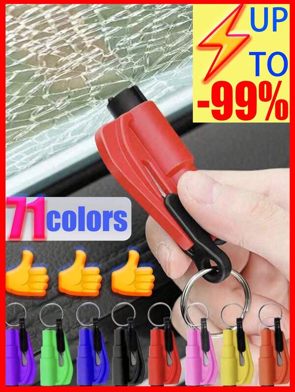 1-4 Pcs Of Emergency Seat Belt Cutter With Car Keychain, Window Breaker Seatbelt Cutter, Cute Car Accessories, Safety Hammer, Mini Fire Hammer, Car Emergency Escape Tool, Window Breaker, Portable Rescue Tool Keyring, Emergency Hammer, Car Emergency Escape Device Window Breaker, Multi-Functional Emergency Window Glass Breaking Tool For Life Saving - Easy To Break Glass And Cut Safety Belt In Emergency Situations, Tools For Men( 2/3-In-1 )
