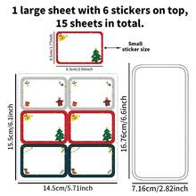 90 Stücke/15 Blatt einfache festliche Weihnachtsgeschenkanhänger Aufkleber - Feiertags-Etiketten mit Weihnachtsbaum, Strümpfen & Lebkuchenmann Designs, Papier-Tags für Weihnachtsgeschenke, Geschenkbox Dekoration - Verschiedenfarbig - Übersicht 2
