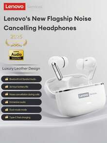 Lenovo LE208 Minimalist Business Bluetooth Earphones, Bluetooth 6.0 Instant Pairing, Low Latency, HIFI Sound Quality, ENC Smart Noise Cancellation, Long Battery Life, Wireless Earbuds For Sports, Business, Study, Compatible With Smartphones & Computers, Essential For Christmas, Holidays, Autumn/Winter, Camping, Vacation