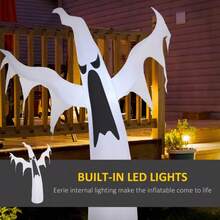 HOMCOM 6' Tall Halloween Inflatables Outdoor Decorations White Ghost, Light Up Blow Up Yard Decor With LED Light And Fan Indoor Outdoor For Garden, Lawn, Party, Holiday