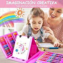 kit de dibujo, Sebami 208 piezas Set de Arte Profesional con caballete portátil de doble cara Dibujo Arte Kit para Niños regalo para niños (Rosa)… - rosa - Ver 2