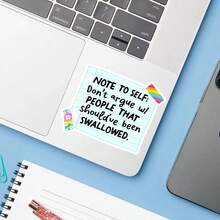 1PC Note To Self Funny Dark Humor Vinyl Sticker, Don't Argue With People Adult Humor Decal, Swallowed Quote Laptop Sticker, Sarcastic Humor Gift For Friends, Relatable Office Decor, Cute Rainbow & Daisy Art