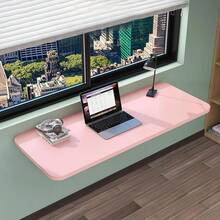 Wall Mounted Folding Table, Drop Leaf Floating Desk with Iron Bracket, 25x50cm Pink, Space - Saving Design Small Spaces, Home Office, Kitchen - Un color - Ver 2