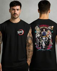 Kimetsu No Yaiba Oni Hashira Hunters Infinite Castle Oversized Tank Top - Negro - Ver 1