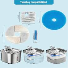 Filtros para Fuente de Gatos,8 Piezas Filtros para Bebederos para Gatos ,Triple Sistema de Filtración, Filtro para fuente de agua para mascotas con resina y carbón activado - 1 - Ver 5