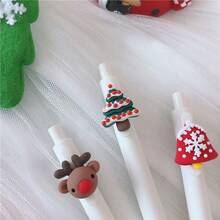 5pcs/10pcs Christmas Cute Animal Retractable Pens, Santa Claus, Snowman, Reindeer, Christmas Tree Shaped Pens, Student Stationery Gift, Essential Christmas Gift