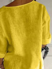 Plus Size Women's Solid Color Front Button Shirt