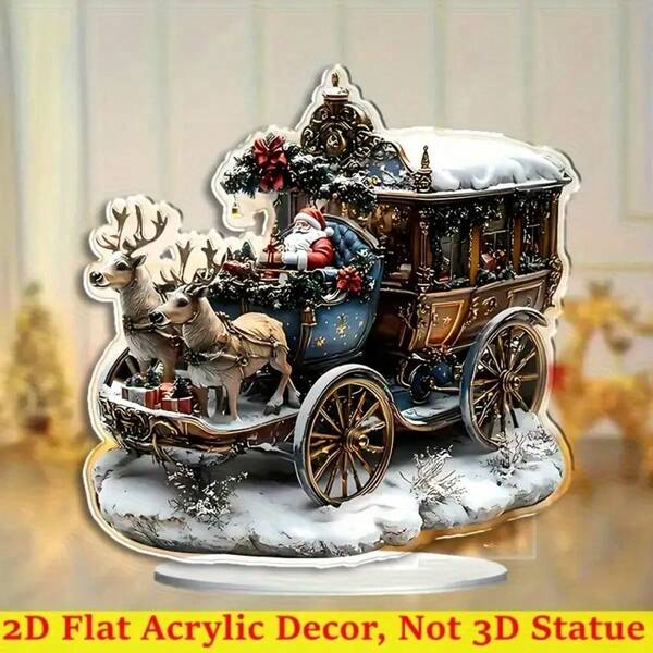 2D Flat Santa Claus Acrylic Desktop Decor - Unique Christmas Decoration Suitable For Home, Office And Cafe - Perfect Holiday Gift