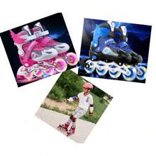 Patines de ruedas para niños unisex, juego completo con luces, modelo para principiantes - Rosa - Ver 2