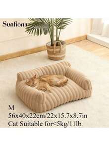 1 pieza Cama de sofá de peluche grande y gruesa SUNFIONA, mueble interior cómodo para gatos, adecuado para gatos pequeños y medianos