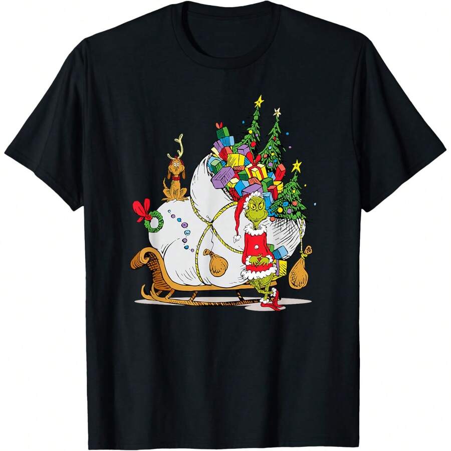 Dr. Seusss Grinchs Sleigh T-Shirt T-Shirt - 黑色 - 查看 1