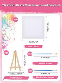 1/2/5/10/20 Set Large(8*10 In)& Mini (4*4In) Canvas And Easel Stand With Small Paint Brushes, 12 Colors Acrylic Paints, Palettes For Art Classes Painting Drawing Supplies, Paint And Sip Parties, Date Night Couple Games, Canvas Painting Kit For Adults Teens Primary Middle School College Student Birthday, Anniversary, Graduation, Christmas, Halloween, Easter, Thanksgiving, Valentine's Day, Or Special Day Gifts - Multicolor - View 13