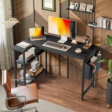 Escritorio de Esquina Ordenador - 120x70 cm Mesa en Forma L, Estantes de Almacenamiento, Esquina Reversible, Gaming Escritorio Mesa Gamer Desk para Estudio Trabajo Oficina Dormitorio Hogar - negro - Ver 8